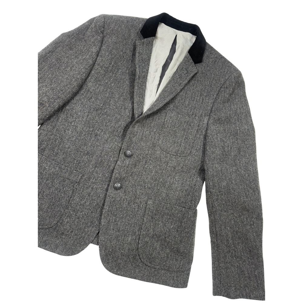 Dockers Khakis 100% Wool Herringbone Tweed Blazer Jacket Collar Patch‎ 3-Button